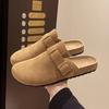 Fashion Autumn Women's Flat Cork Clogs Shoes Fashion Closed Toe Suede Platform Slippers for Women Outdoor Casual Slides Shoes Zapatos