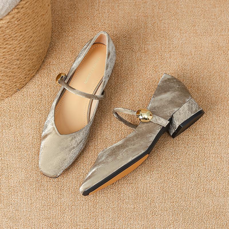 

Y852-1 туфли на скрытой платформе с квадратным носком 2025 лето новая одинарная обувь женские красивые балетки на толстом высоком каблуке туфли Мэри Джейн 40 хаки