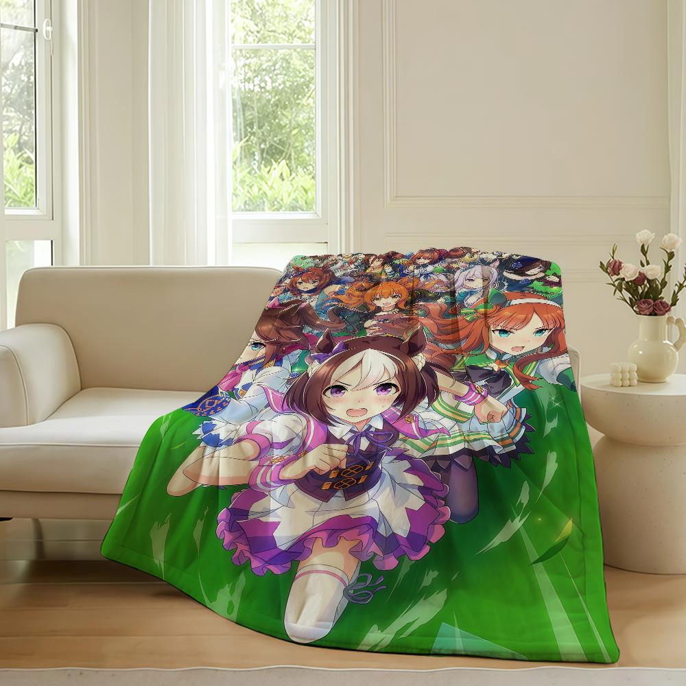 Anime Umamusume Pretty Derby Blanket For Sofa Office Bed Plane Travel Sleep Read Relax Camping Soft And Warm