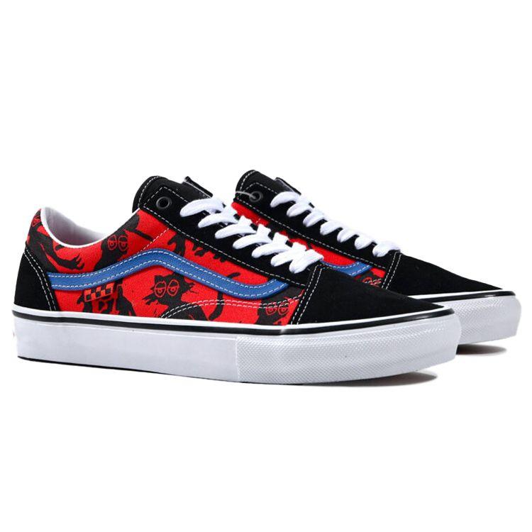 Krooked X Vans Skate Old Skool Natas For Ray Barbee Unisex Sneakers Black Desert-Red VN0A5FCBAPC