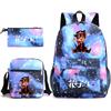 3 Piece School Backpack Set for Students Large Capacity Oxford Cloth Schoolbag with Shoulder Strap and Pencil Case