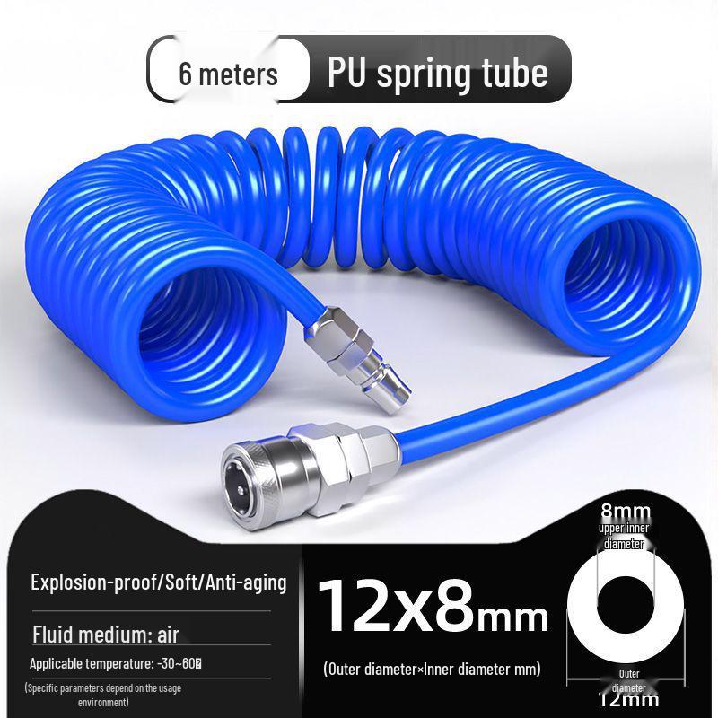 Retractable 8mm PU Spiral Air Hose with Quick Pneumatic Connector