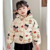 Korean Style Winter Baby Girl Thickened Short Cotton-padded Jacket Girls' Warm Cotton-padded Clothes Children's Autumn Cute Pink Cartoon Print Coats