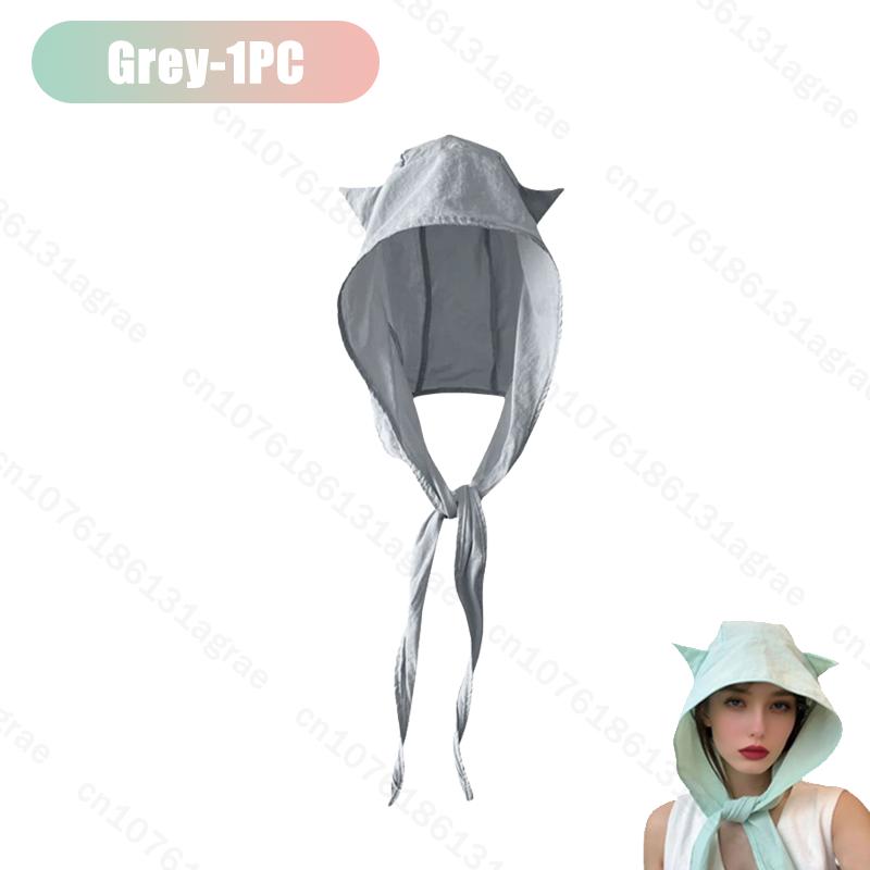

Spring and Summer Imp Sun Hat Quick-drying Sunscreen Strapped Cat Ears Hat Thin Section Ear Protection Turban Hat Fisherman Hat