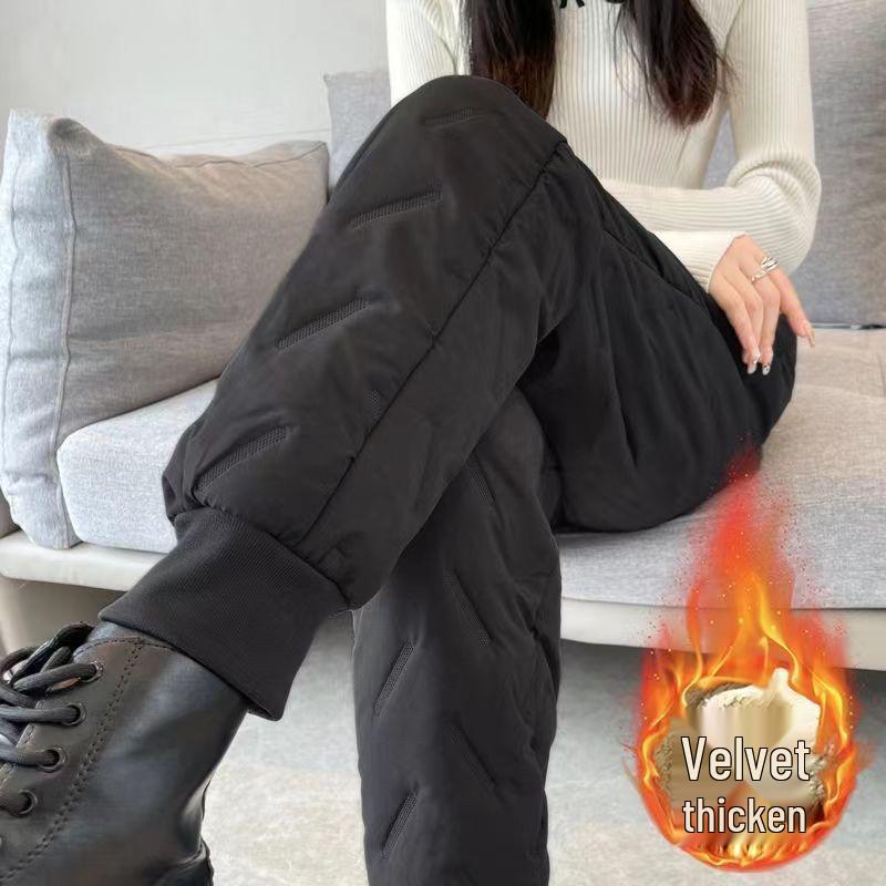 Autumn/Winter Women's Windproof Lambswool-Lined Cotton Pants - Warm, Velvet, Thickened Casual Sportswear