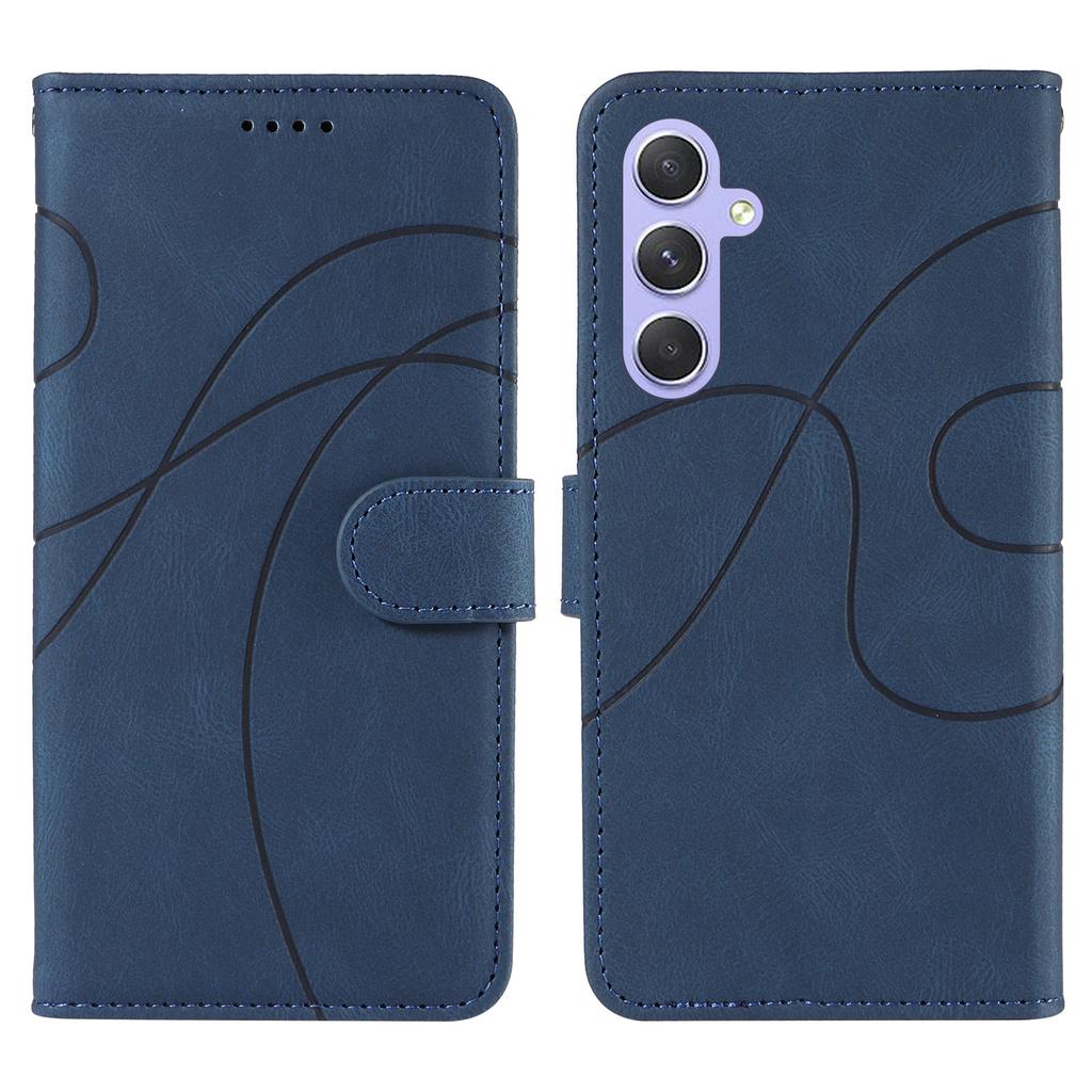 For Samsung Galaxy A54 5G Wallet Case Leather Phone Cover Stand with Curved Line Design