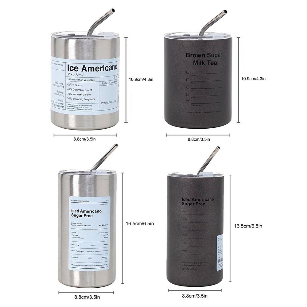 360ml/600ml šálek na kávu Nerezová termoláhev se slámovým ledem Americký hrnek na kávu Dvouvrstvý šálek vakuové baňky