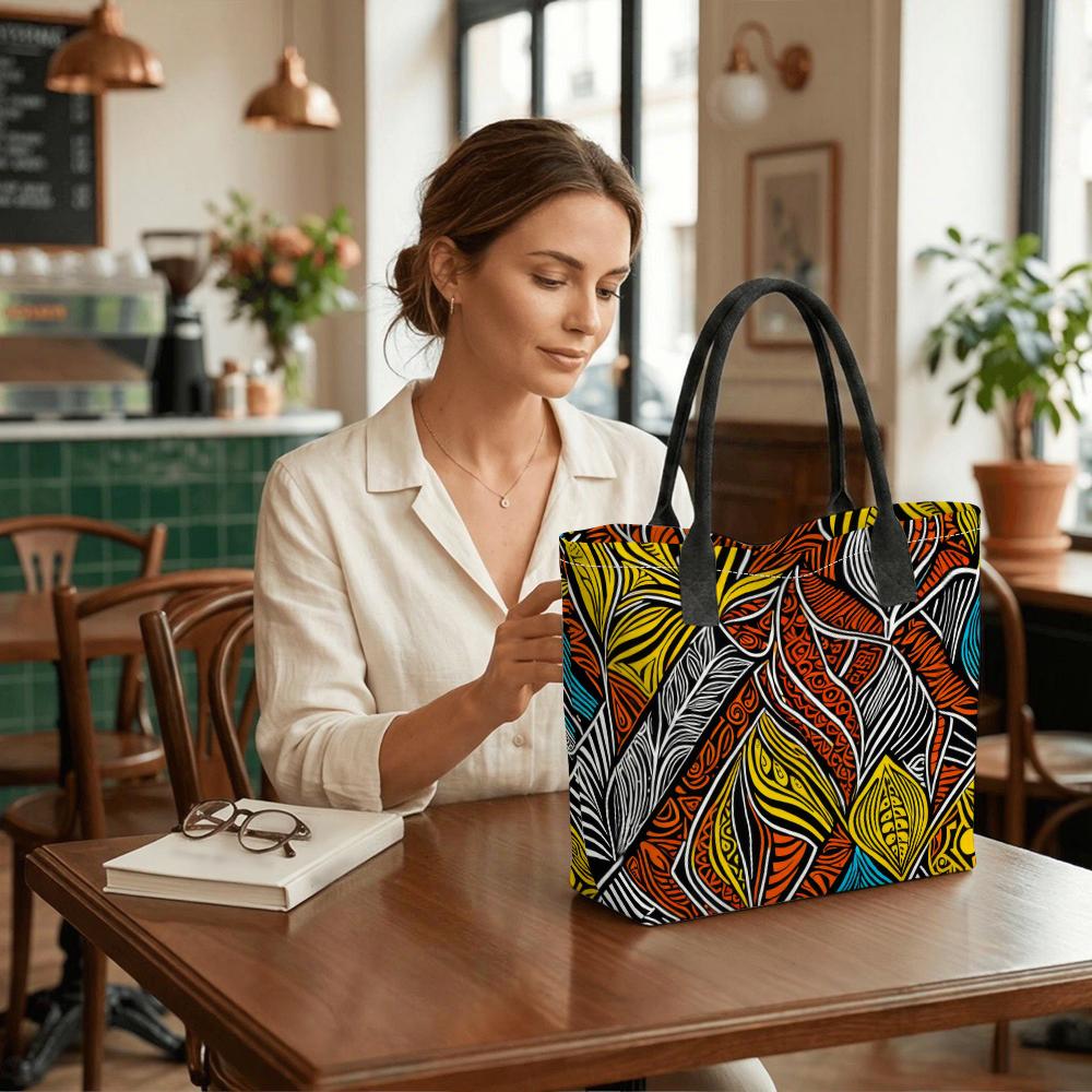 Ethnic Pattern Tote Bag Large Capacity Fashion Casual Shoulder Bag for Daily Use