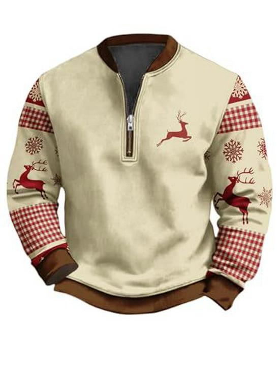 Men's Christmas Reindeer Elk Forest Print Hoodie - 2025 Autumn Collection