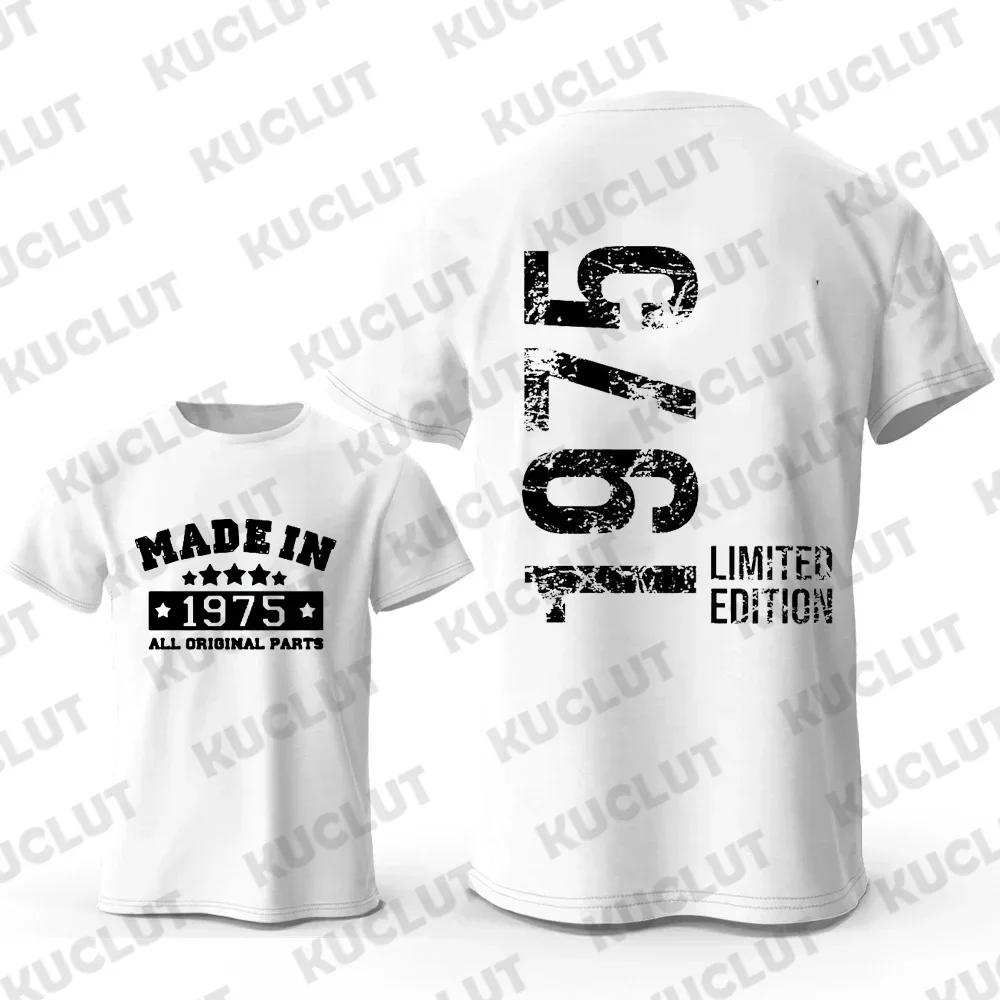 T-Shirts for Men Vintage Made In 1975  48th Birthday 48 Years T-Shirt Mens Tshirt Street Fashion Short Sleeve Shirt Men Clothing