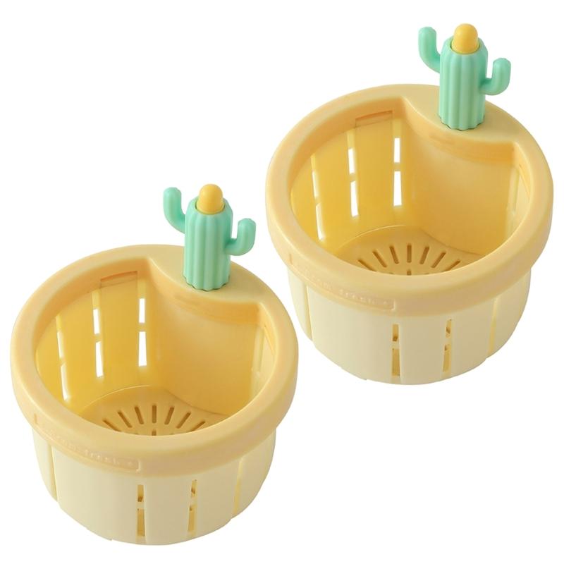 2Pcs Cactus Shaped Press Release Draining Basket Food Waste Catcher Sink Draining Basket Filter Easily to Clean