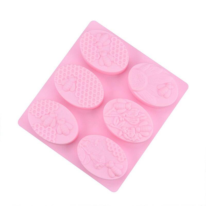 6 Hohlräume Oval Honig Biene Silikon Spa Seife Form DIY Handgemachte Handwerk 3D Insekten Formen Kuchen Schokolade Form