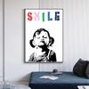 Banksy Graffiti Art SMILE Met Meisje Posters en Prints Canvas Schilderij Muurfoto's Voor Woonkamer Huisdecoratie