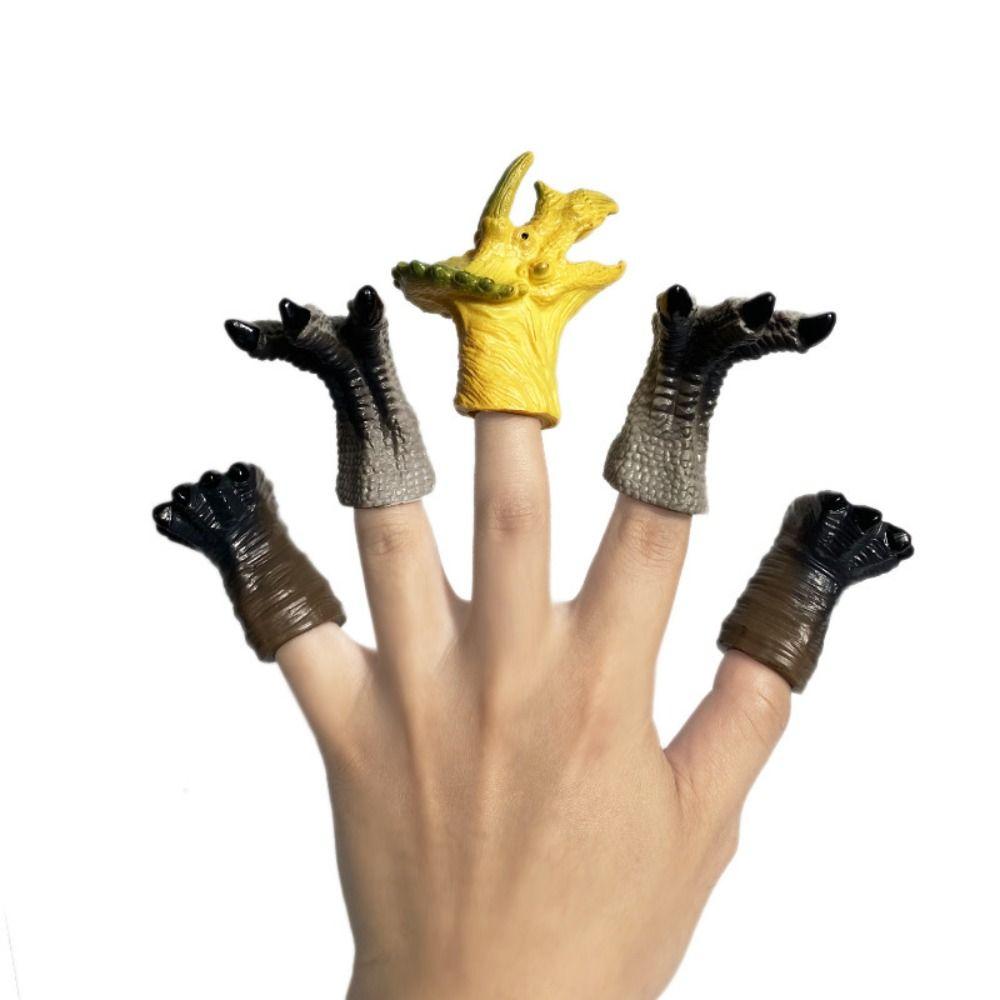 5pcs Cartoon Dinosaur Dinosaur Finger Puppet Toys Finger Mini Baby Animals Model Role Playing Toy