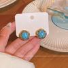 New Chinese Retro Diamond-encrusted Turquoise Stud Earrings Women's Design Unique Earrings Earrings