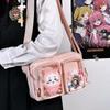 New Harajuku Preppy Style Ulzzang Ita Bag Sweet and Cute Crossbody Bag Double Pocket with Badge Display Board Mini Shoulder Bag