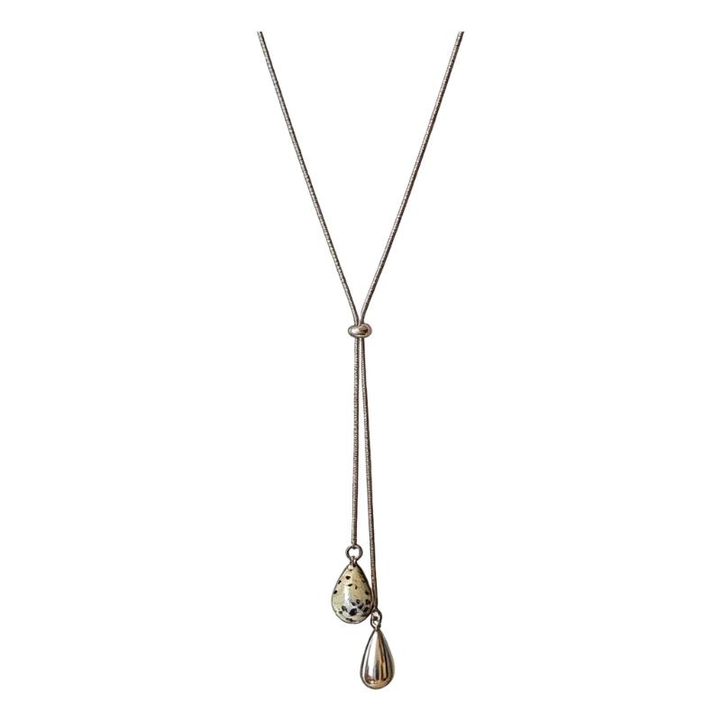 Minimalist Silver Teardrop Pendant Necklace Elegant Dainty Sweater Chain For Women Fashion Jewelry Gift
