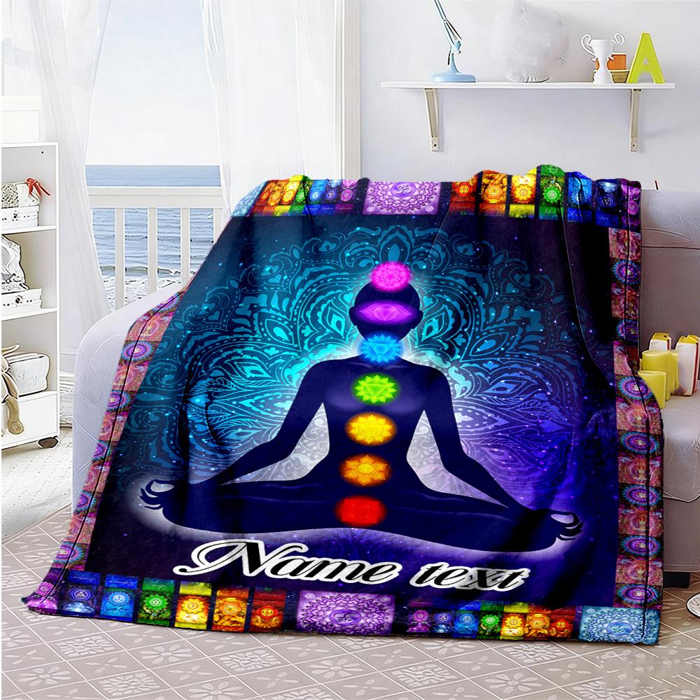 Chakra Customize Your Name Blanket Cozy Personalized Blanket Durable Comfort Great for Sofa Home Decor Nap Office Chair Ideal for All Seasons