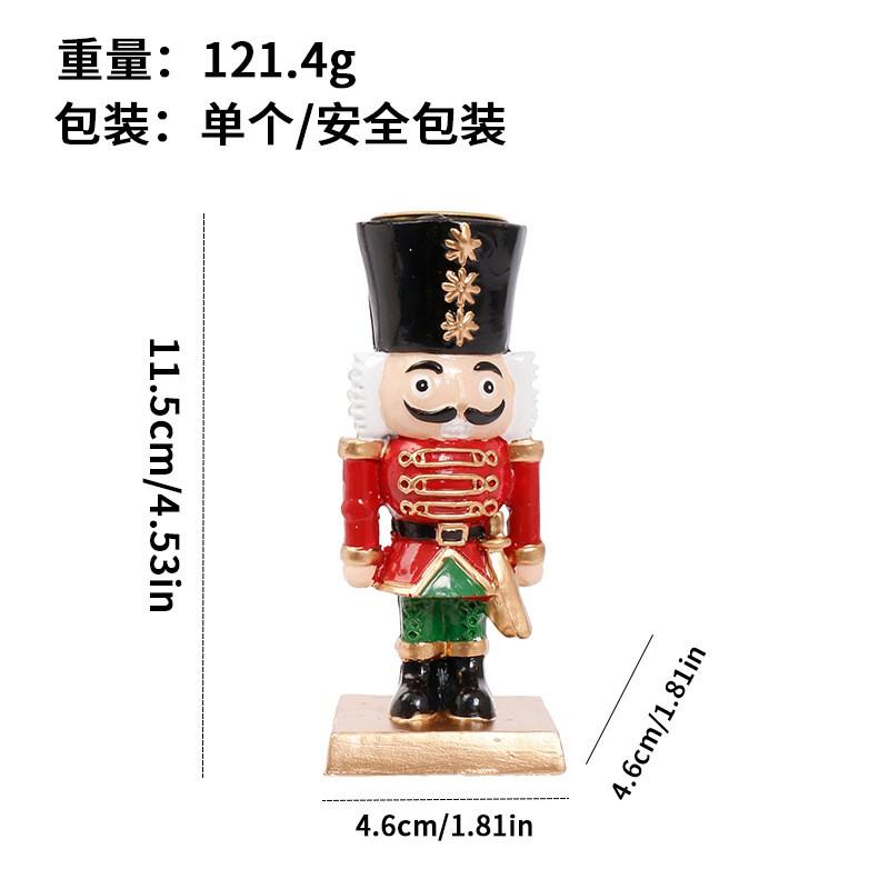 Christmas Decor Resin Nutcracker Figurine Candle Holder Tabletop Ornament Home Decoration