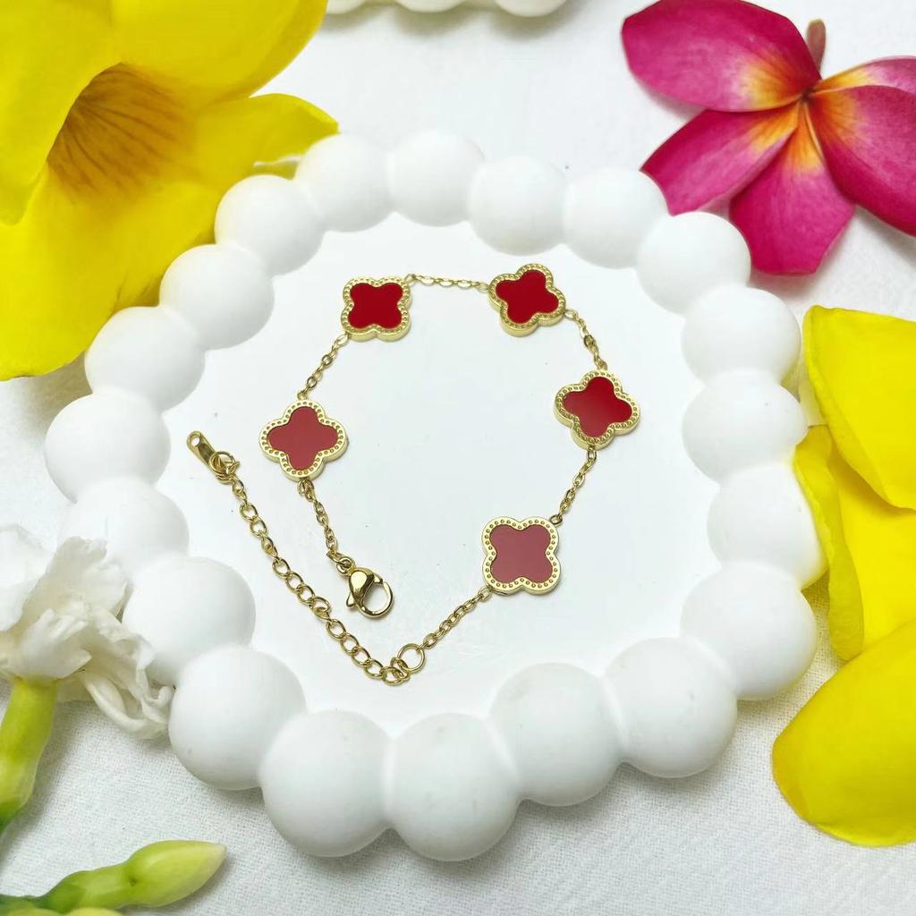 Fashion Clover Zircon Single Sided Bracelet Style