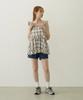 Milkfed Casual Plaid Tiered Off White Women's Top,