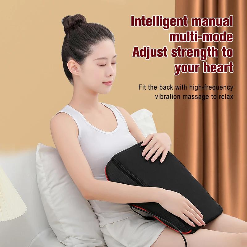 Electric Shiatsu Head Neck Cervical Ttraction Body Massager Car Back Pillow with Heating Vibrating Massage Device