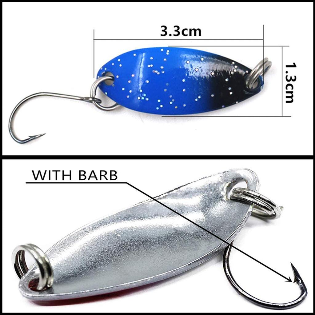 12 Stück Mini-Angelköder, Fisch, Forelle, Angelköder, bunt, mit Einzelhaken, Spinnköder