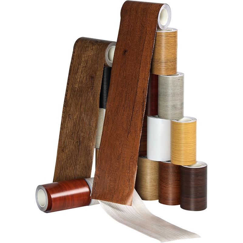 Wood Grain Self-Adhesive Veneer: 10m Decorative Strip for Covering Blemishes and Holes On Floors, Doors, and Furniture.