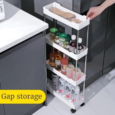 Carrello da Cucina a Rotelle a 3/4 Ripiani Scaffale Portaoggetti per Bagno Organizzatore per Bagno Carrello Multiuso Accessori per la Cucina