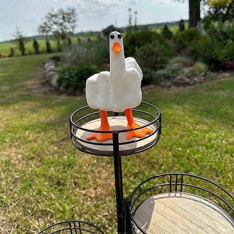 Middle Finger Duck Resin Ornament, Funny Middle Finger Duck Figurine Funny Middle Finger Duck Statue Decoration Middle Finger Duck