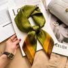Elegant Silk-Like Square Scarf Women Korean Style Print Neck Lightweight 70x70cm Nylon Fashion Accessory