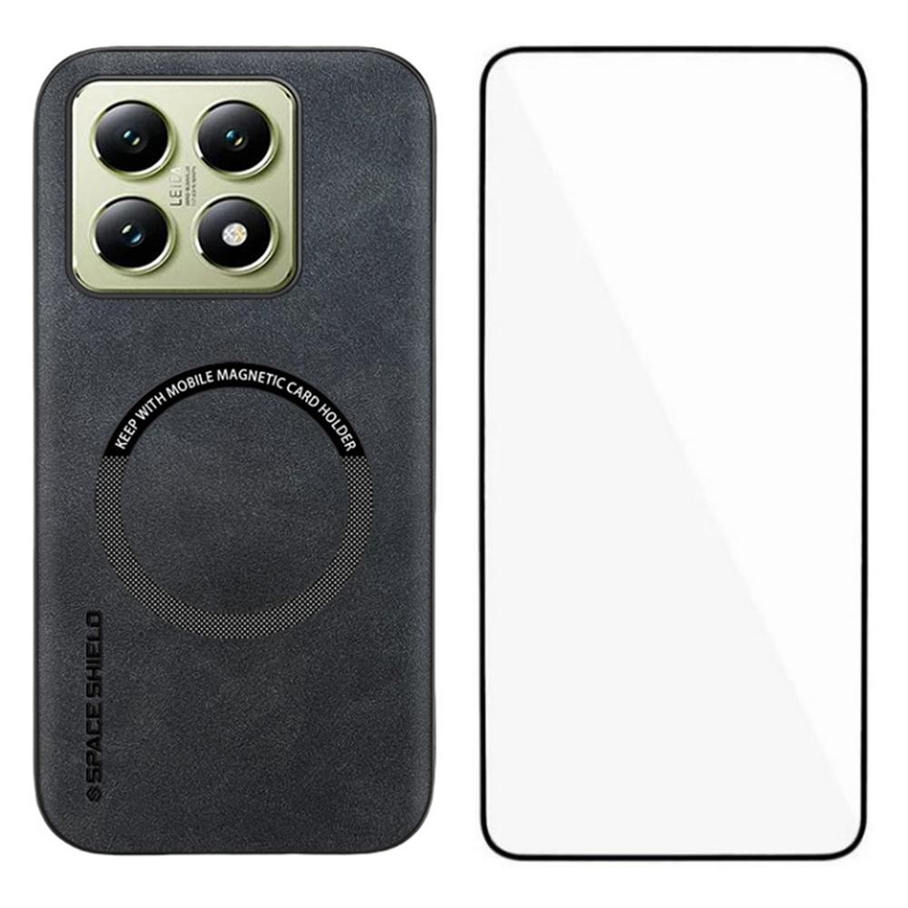 

Серия WANLONFENG YBP Для Xiaomi 14T Магнитный чехол с пленкой из закаленного стекла PU+TPU Чехол для телефона Большой вырез Black