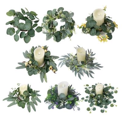 Couronne de verdure artificielle de 25 cm pour bougeoir, guirlandes, couronne, anneaux de bougie, décoration de centre de table de Noël pour fête de mariage