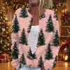Women's Christmas Print Long Sleeve Knit Cardigan Button Front Sweater