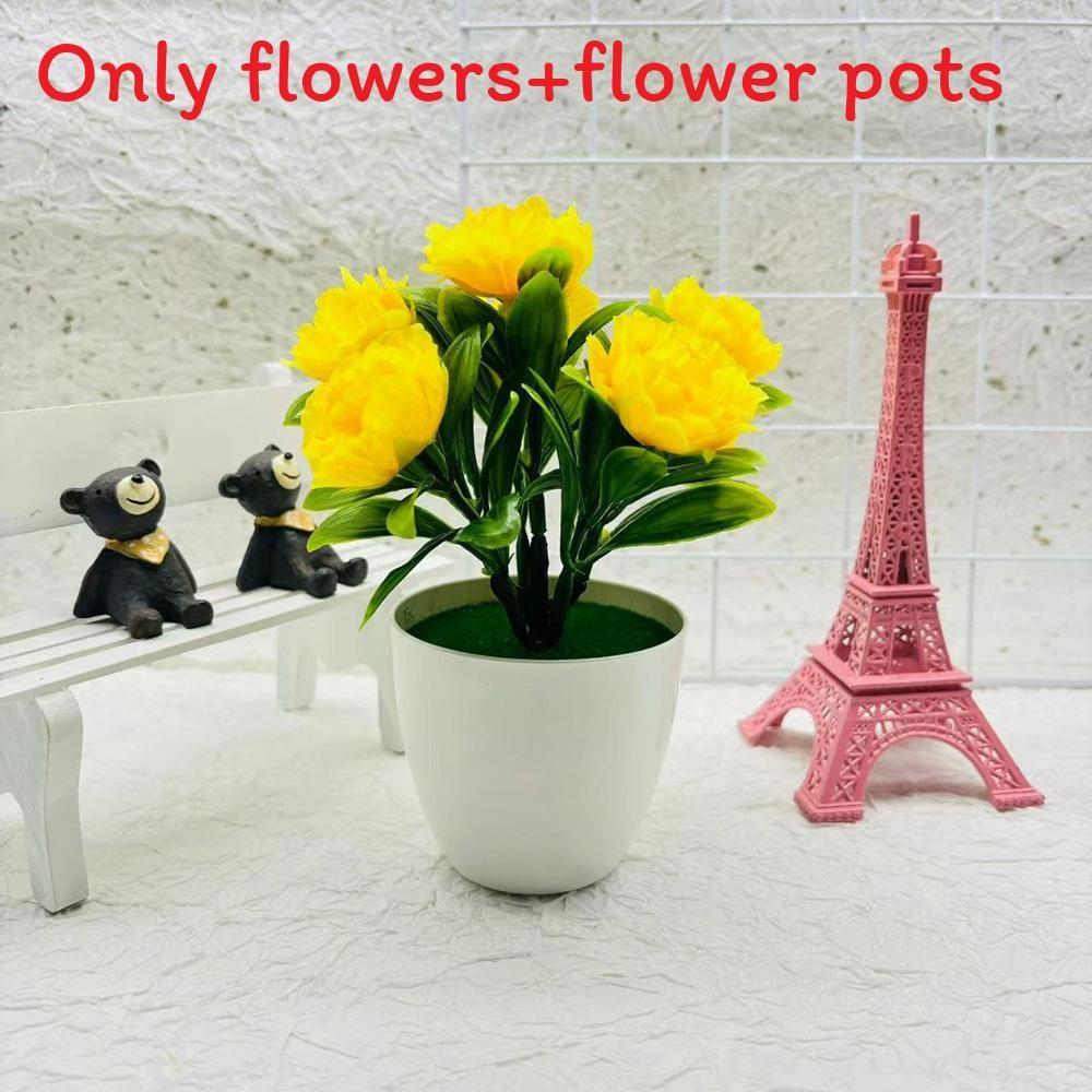 Peony Rose Artificial Flower Arrangement With Plastic And Silk For Indoor Decoration