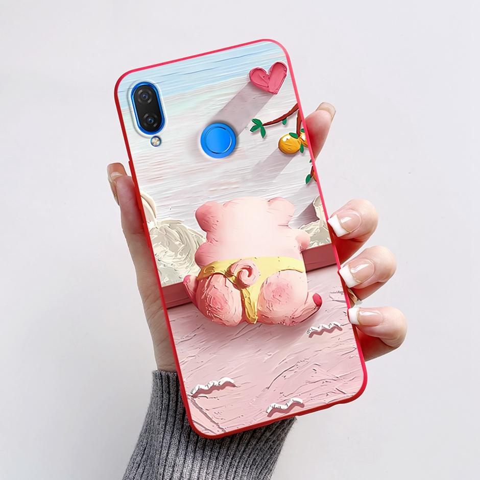 Cute Rabbit Photograph Phone Case For Honor 10 Lite Liquid Silicone Cover Shell For Huawei P smart 2019 Graffiti Bumper