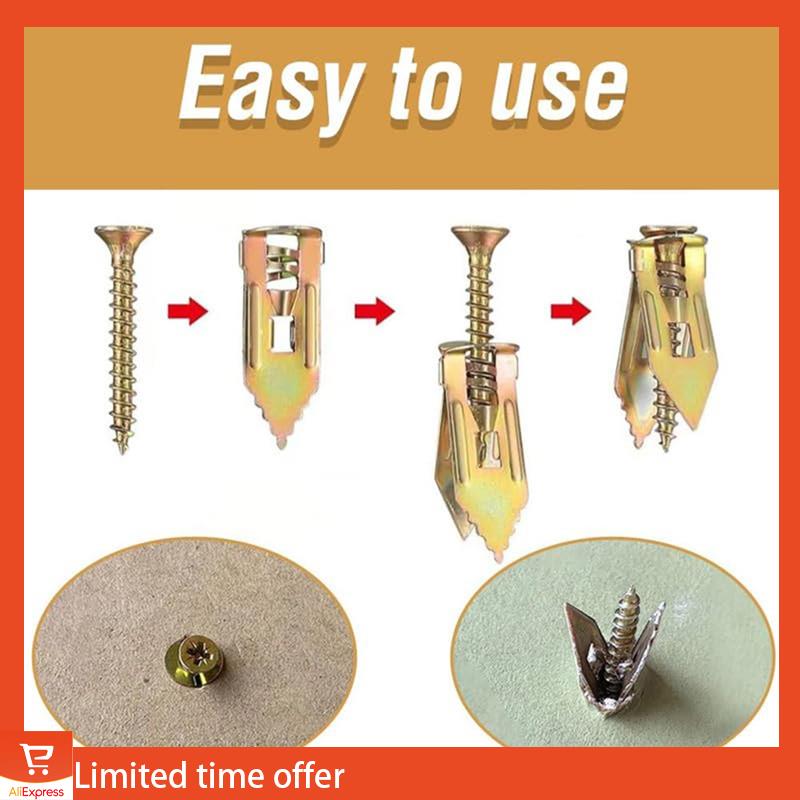 Fresh 100PCS Upgraded Self-Drilling Anchors Screws, Drywall Anchors And Screws Kit, Easy Application No Drill Or Holes In Wall
