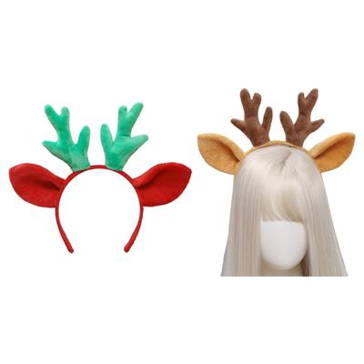 Cute Animal Deer Ears Headband Plush Antler Hair Hoop Novelty Party Headdress Fawn Horn Christmas Party Accessories