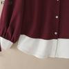 ZANZEA Women Casual Turn Down Collar Long Sleeve Loose Patchwork Blouse