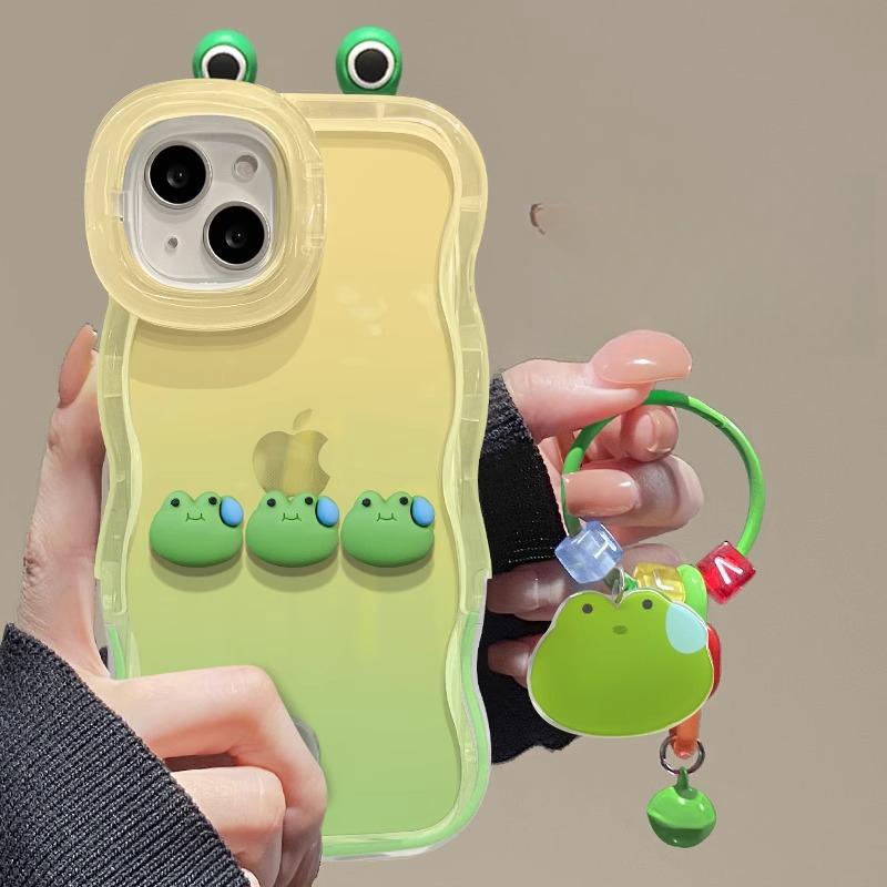 Woman Frog Doll Pendant Suitable for Apple 15 Mobile Phone Case IPhone 14plua Cute Anti-fall 13 Double Bracket