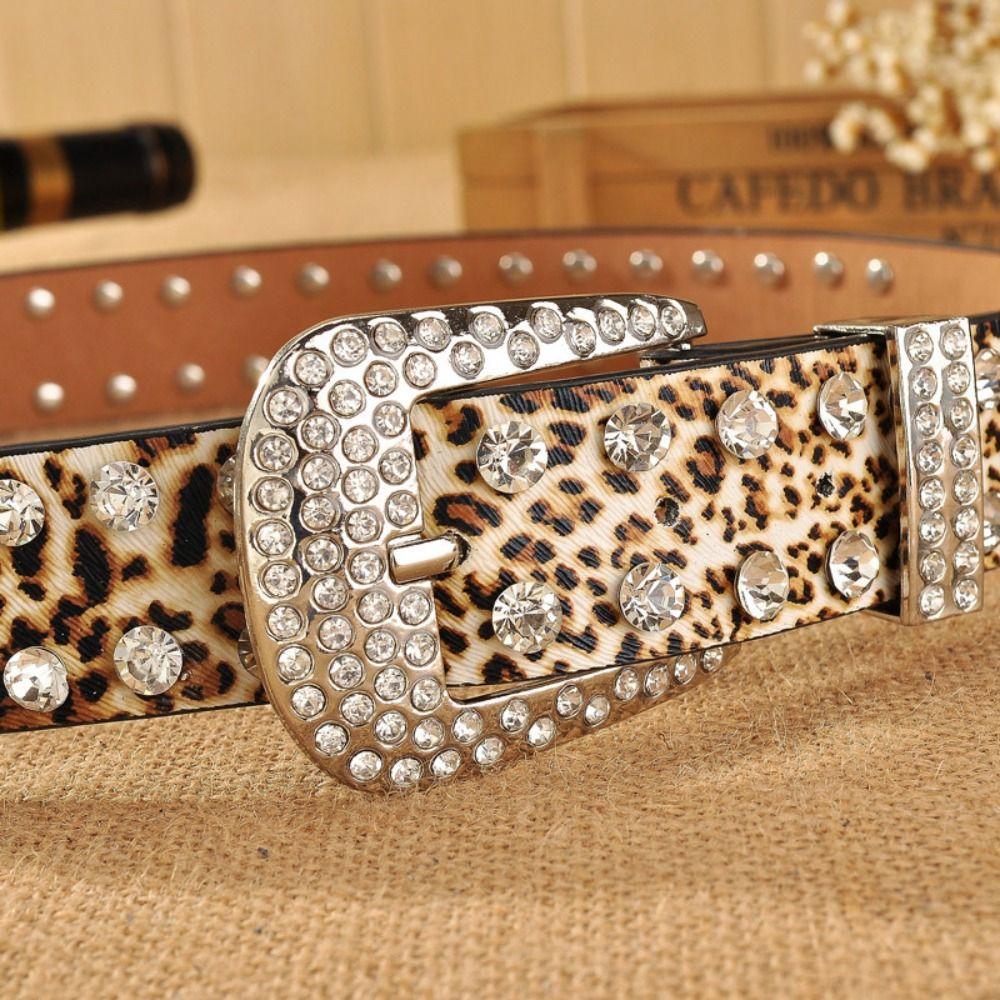 Gothic Rivet Waistband PU Leather Spicy Girls Belt Fashion Rhinestone Belt  For Jeans