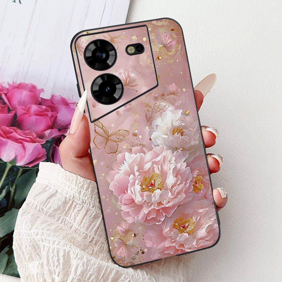 Cover For Tecno Pova 5 Case LH7n Silicone Cute Cat Fashion Flowers Luxury Painted Casing For Techno Pova 5 Phone Case Bumper