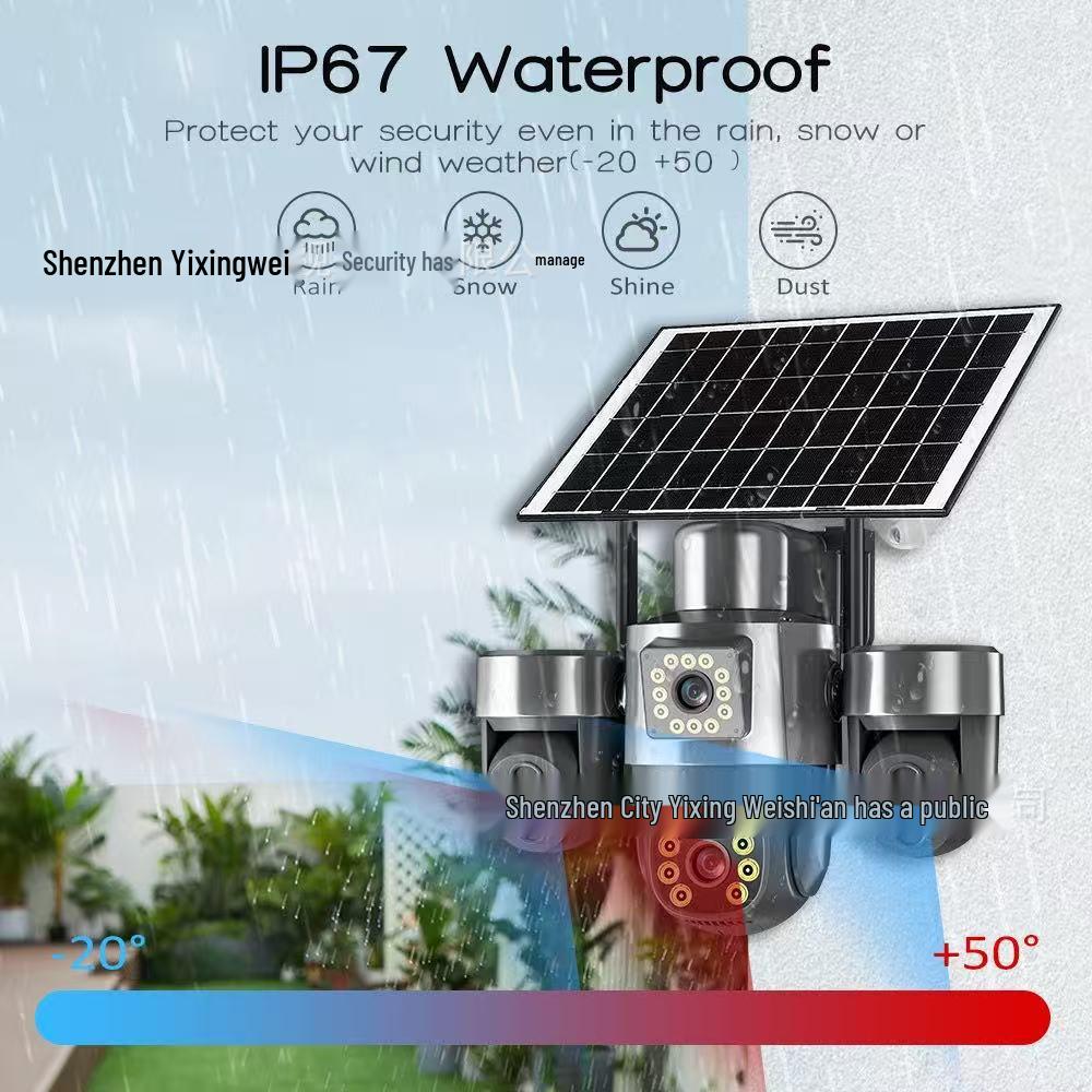 4G Solar-Powered 6MP Outdoor Waterproof Triple-Lens HD Night Vision Camera with 3-Axis Rotation