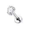 1PC Titanium Cubic Zirconia Stud Earrings Tragus Helix Piercing Internally Threaded Labret Piercing Lip Ring Jewelry for Women