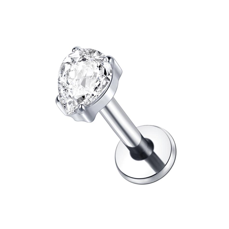 1PC Titanium Cubic Zirconia Stud Earrings Tragus Helix Piercing Internally Threaded Labret Piercing Lip Ring Jewelry for Women