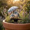Waterproof Garden Stakes Blue Birds Stake Couple with Umbrella Yard Art Gifts for Bird Lovers Outdoor Ornament Lawn Flower Bed Decor Decoration