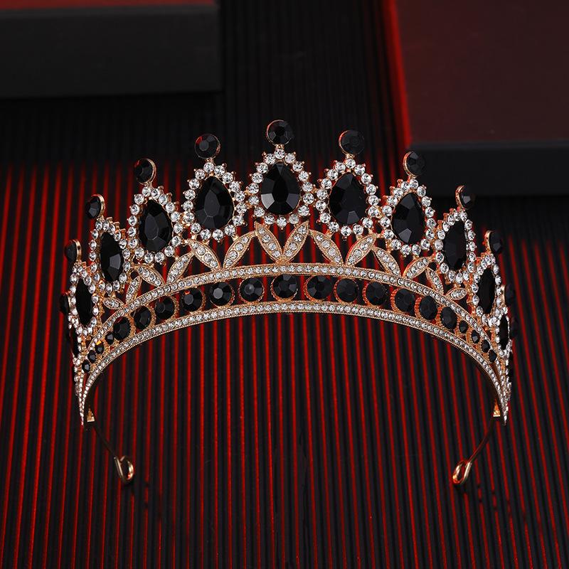 The Bride's Colorful Rhinestone  Baroque European and American Diamond Princess  Round Tiara Hair Accessory Wedding Dress and Crown