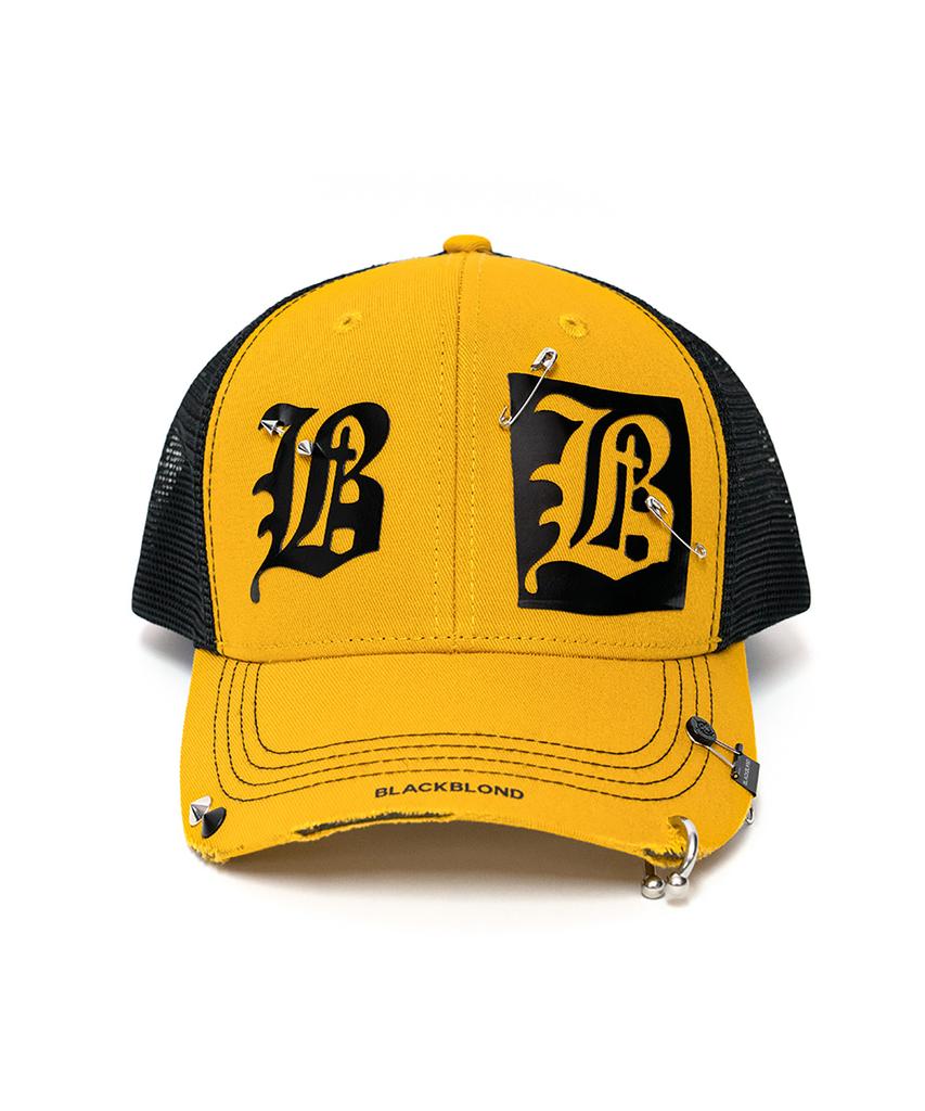 BLACKBLOND Vividi Dual B Logo Trucker Mesh Cap (Mustard)
