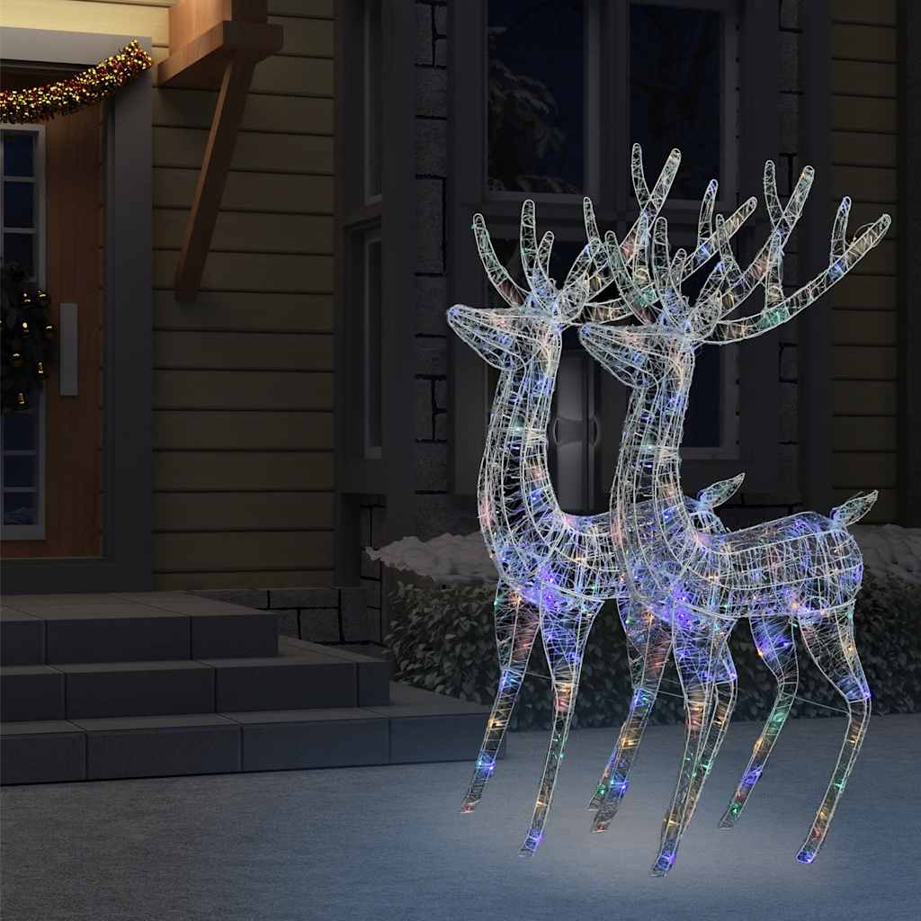 XXL Reindeer Christmas Decoration Acrylic 250 LEDs 2 Pcs 180 Cm