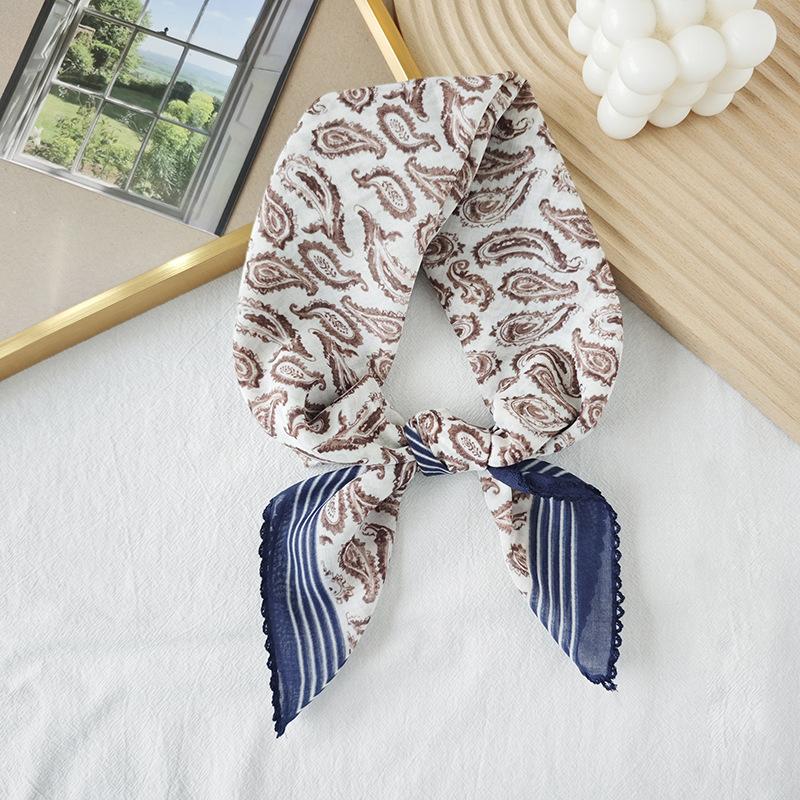 Thin Cotton and Linen Small Square Scarf Fresh and Breathable Women's Soft Literary and Decorative Small Silk Scarf Summer Scarf Women's Versatile
